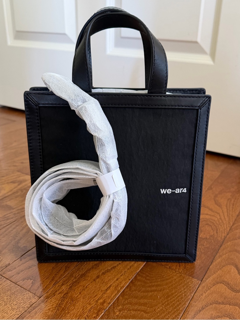 We-ar4 Black Nylon with Leather Trim Notebook Top-Handle/Crossbody Bag